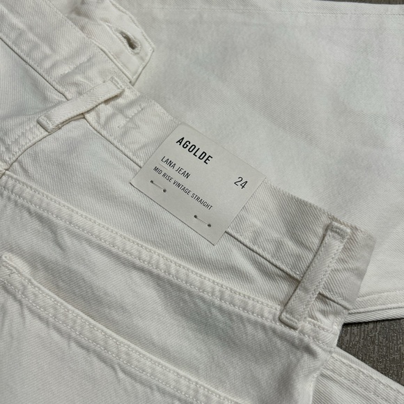 NWT AGOLDE Lana mid rise vintage straight jeans in off white Drum - Picture 4 of 5